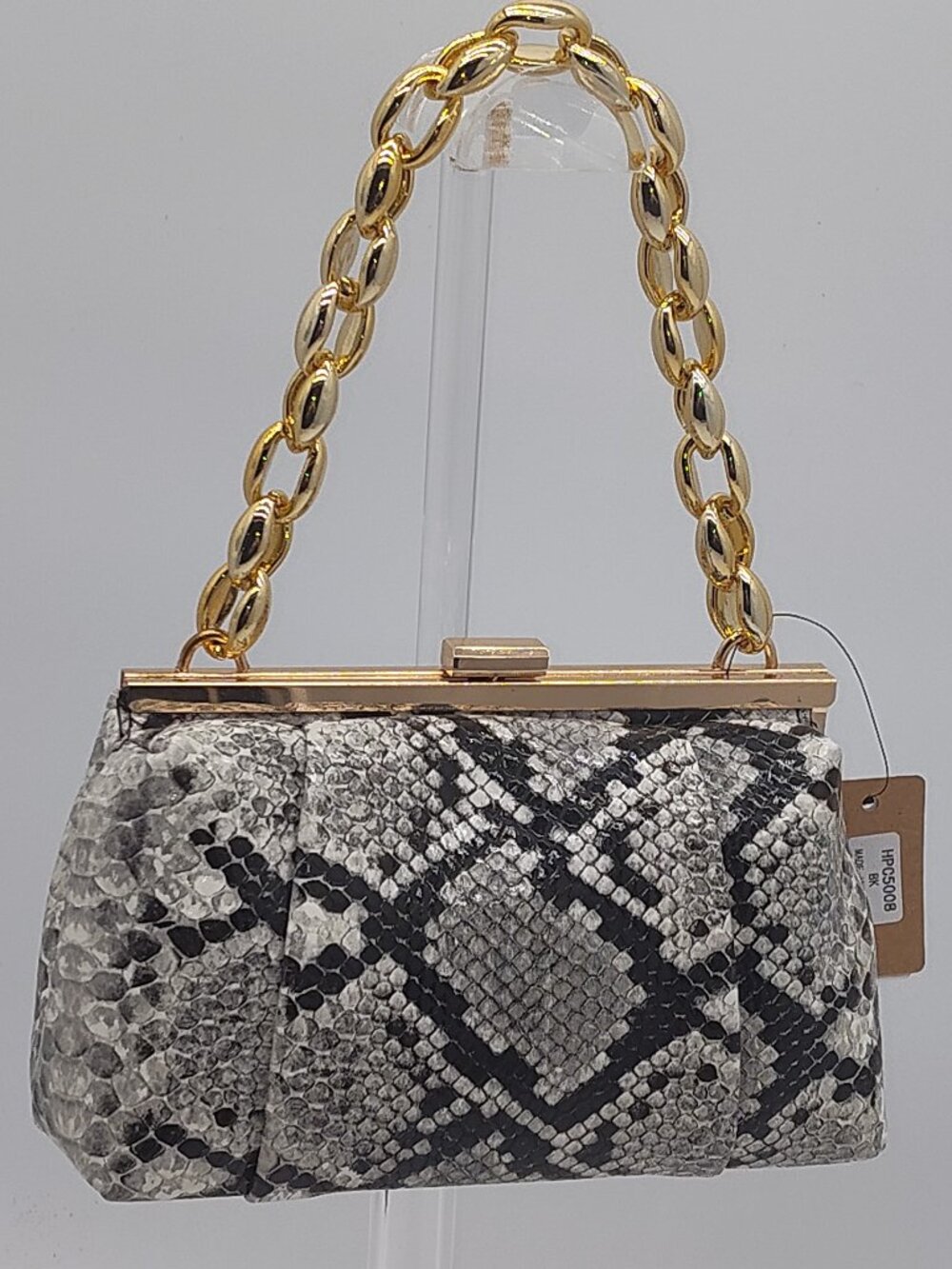 Hello 3am Exotic Luxe Snake Print Chain Bag - Silver Python